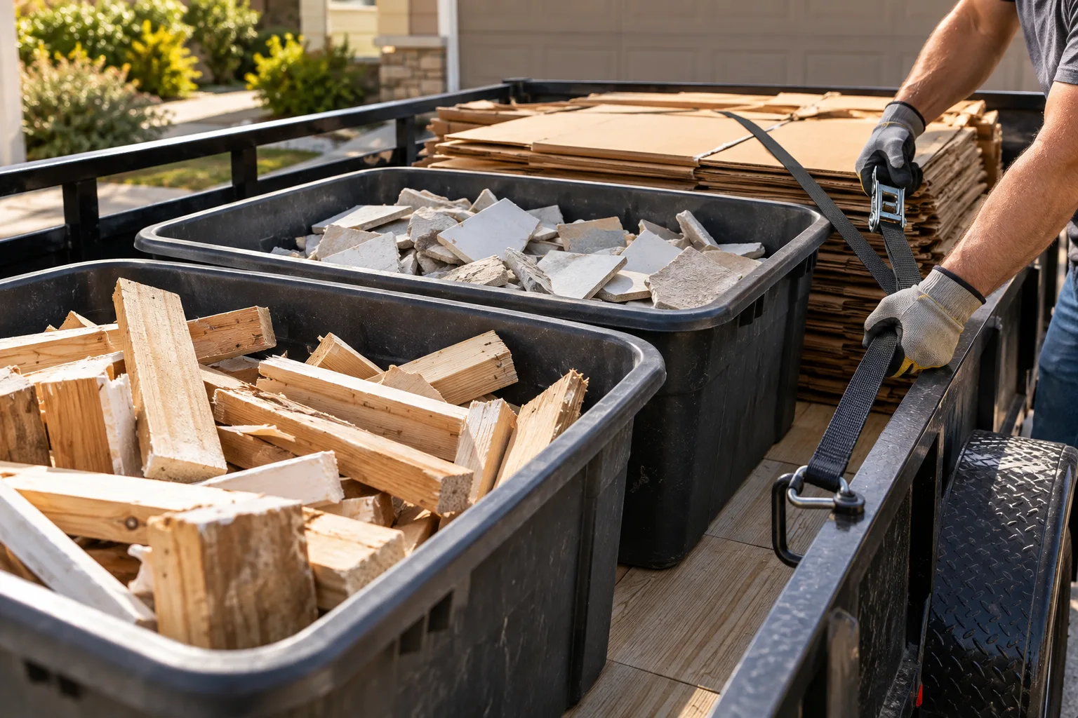 Prepared materials and access for construction debris removal